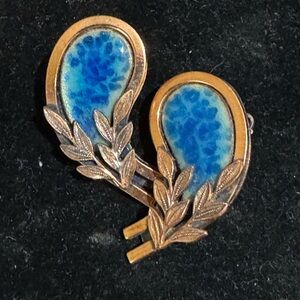 Vintage Matisse Renoir “Largo” Blue Enamel and Copper Earrings